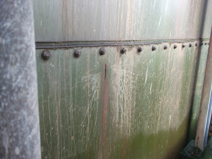 Through-wall corrosion on GFS (Glass Fused Steel) Tank